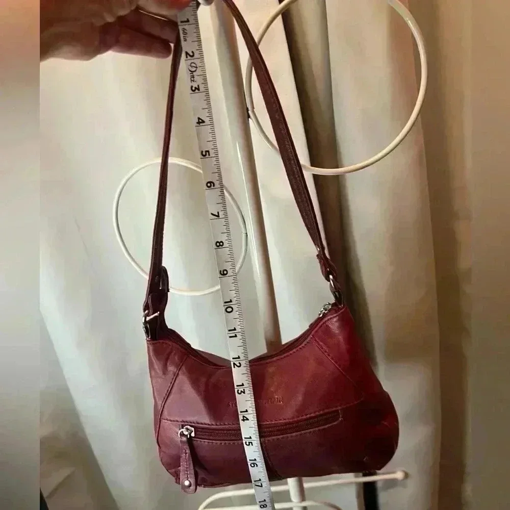 Red leather Stone Mountain Hobo Bag